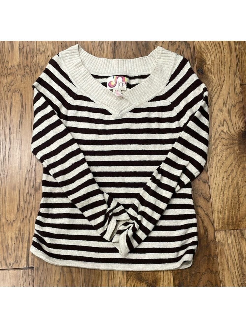 OP brown and cream striped sweater size XL